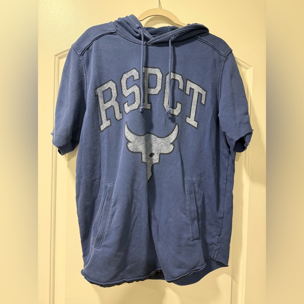 Under Armour Navy Blue Pullover Hoodie with Yellow Print